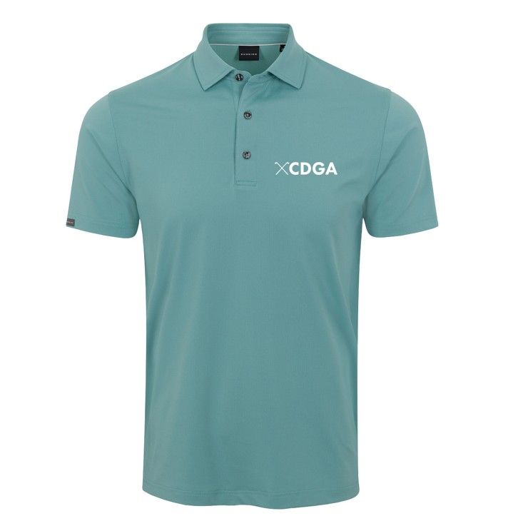 Dunning Men's Quest 2.0 Ventilated Performance Polo with CDGA Wordmark, Slate Green