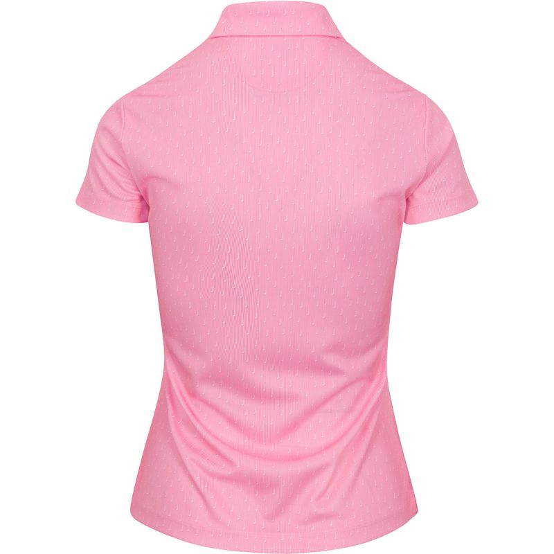 Tourney Women's Irons Print Performance Polo with CDGA Wordmark, Rose Pink