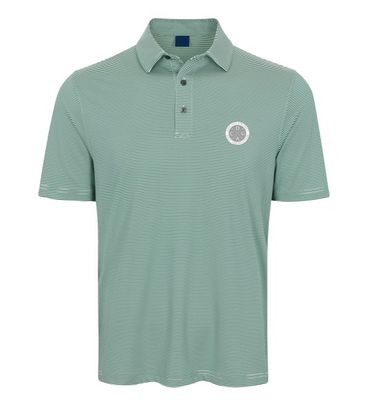 Tourney Men's Medalist Stripe Performance Polo with CDGA logo, Dark Emerald