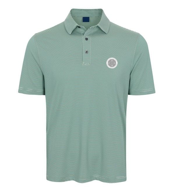 Tourney Men's Medalist Stripe Performance Polo with CDGA logo, Dark Emerald