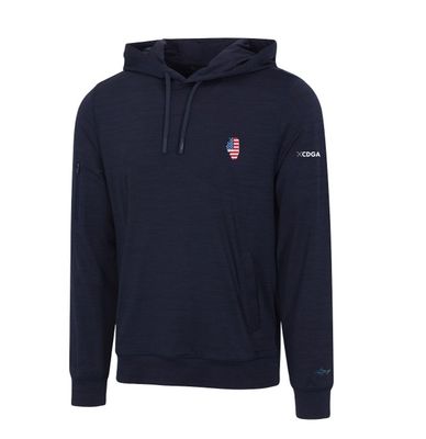 Greg Norman Men's Momentum Hoodie with IL/USA Flag, Navy Heather