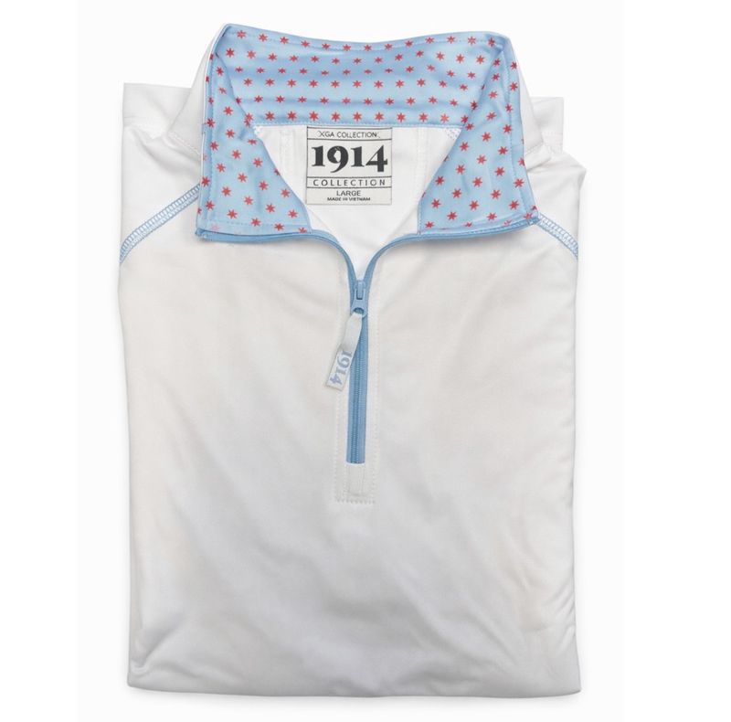 1914 Collection Men's White Quarter Zip with CDGA Skyline/Stars 