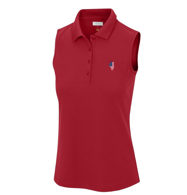 Women's Freedom Micro Pique Sleeveless Polo, British Red
