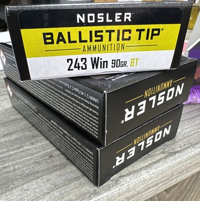 NOSLER AMMO BALLISTIC TIP 243 WIN 90GR (20)