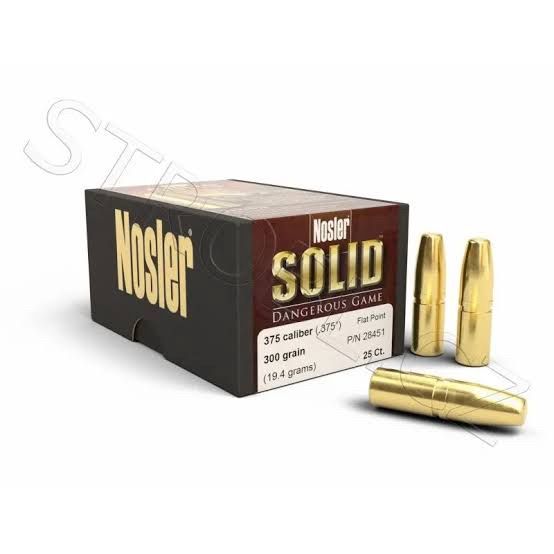 NOSLER SOLID 375CAL 300GR(25) FP