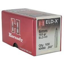 HORNADY BULLETS 6MM 103GR ELD-X BT(100)