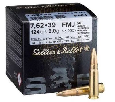 S&amp;B AMMO 7.62x39 FMJ 124GR (50)