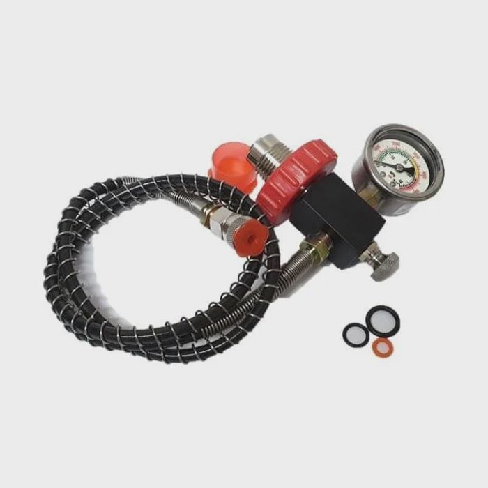 COMPLETE PCP FILL STATION WITH SWIVEL THREAD, BLEED OFF, LONG HOSE &amp; SMALL GAUGE
