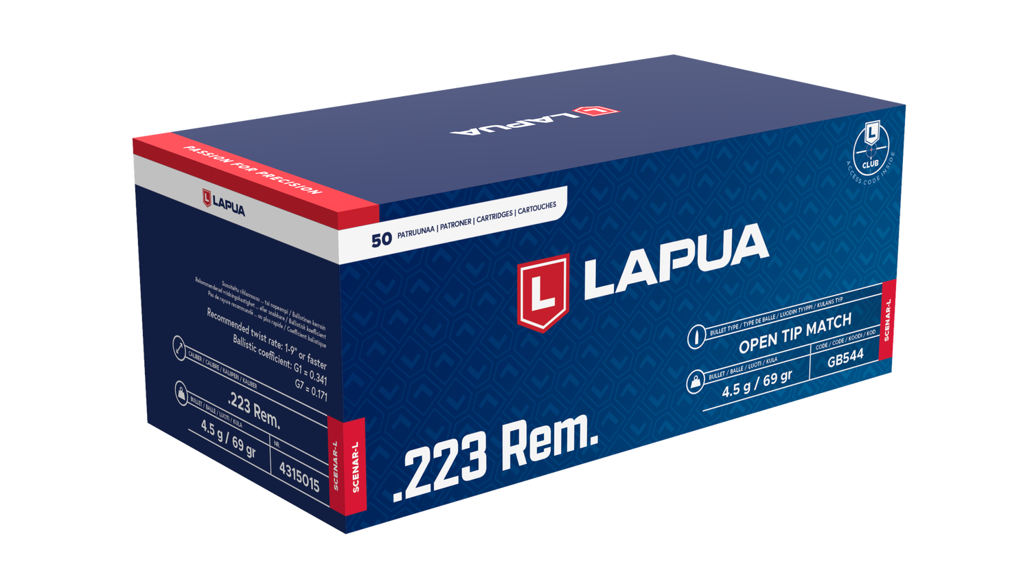 LAPUA AMMO 223REM SCENAR-L OTM 69GR(50)