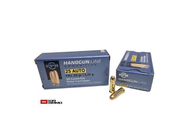 PPU AMMO .25AUTO FMJ 50GR(50)