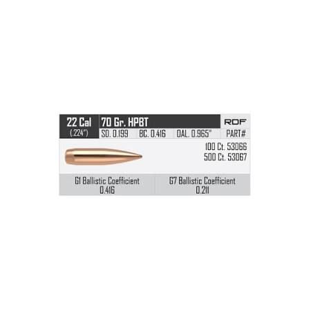 NOSLER BULLETS 22CAL 70GR RDF HPBT(500)