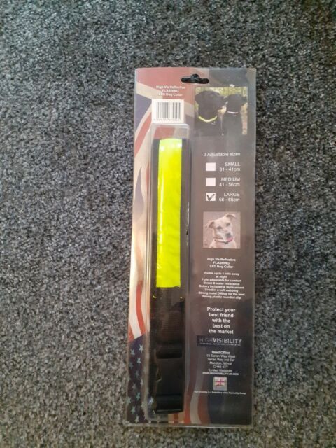 Flashing Dog Collar, Colour: Yellow, Size: Small
