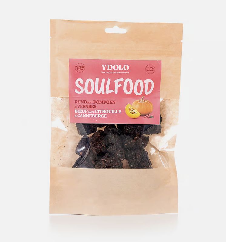 Ydolo soulfood brokjes rund met pompoen en veenbes