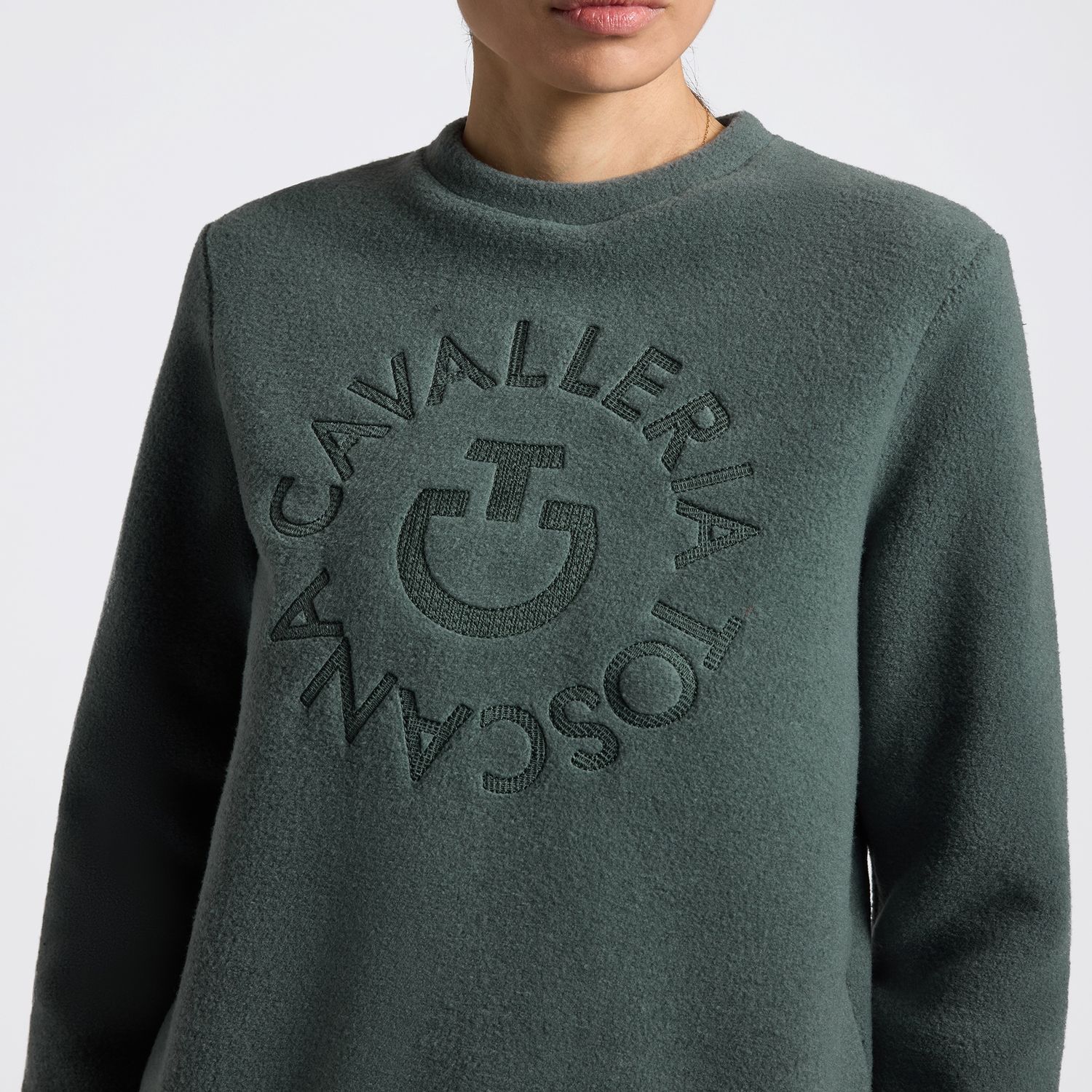 CT sweater fleece crew neck donkergroen