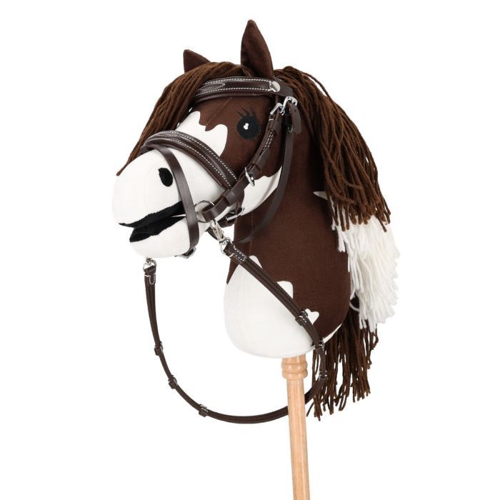 QHP hobby horse hoofdstel luxury stiched brown