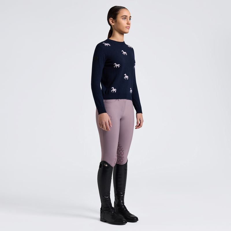 CT jacquard mini horses cashmere blend crew neck sweater