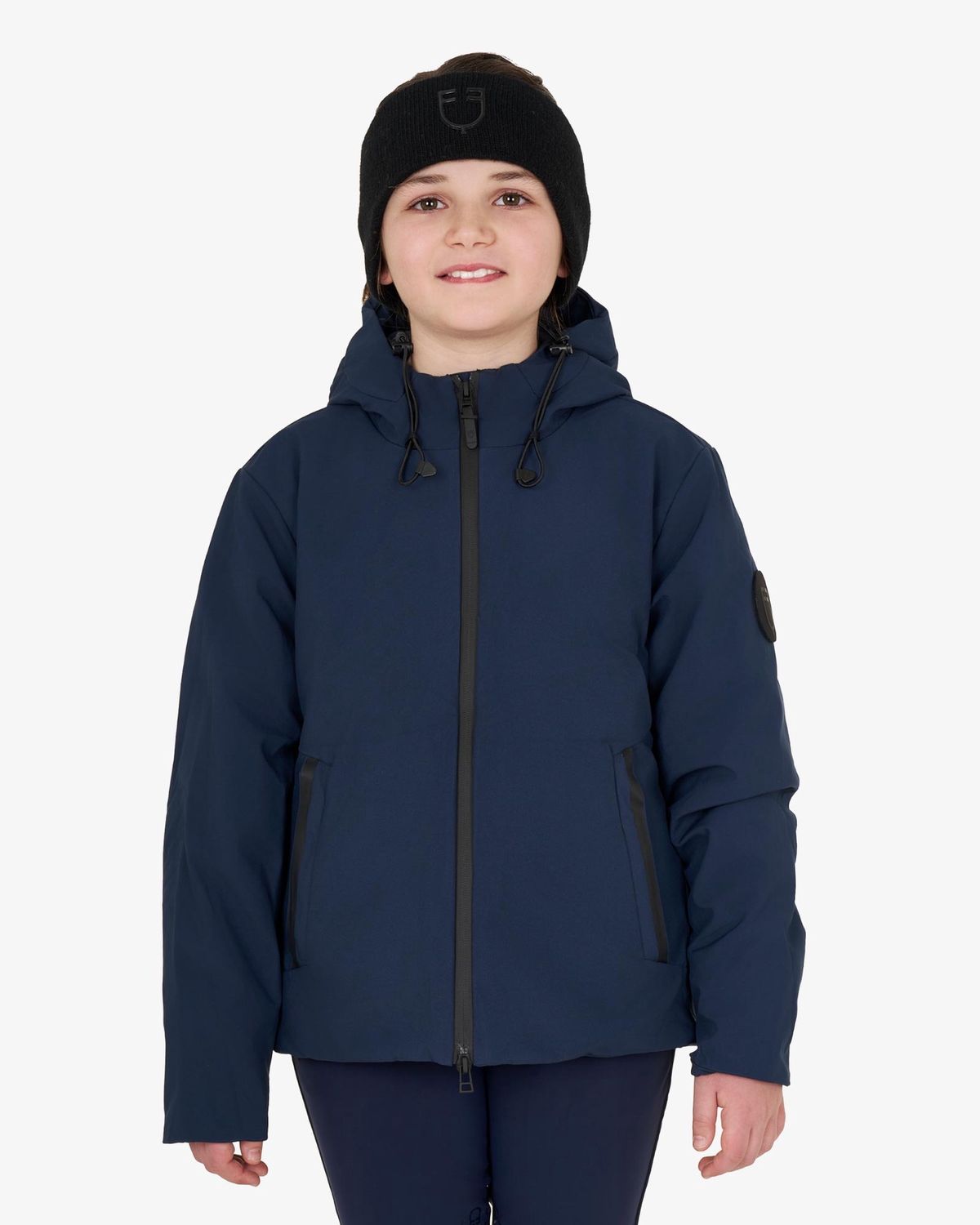 Equestro kids unisex waterproof and windproof nylon jacket navy