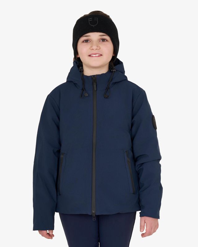 Equestro kids unisex waterproof and windproof nylon jacket navy