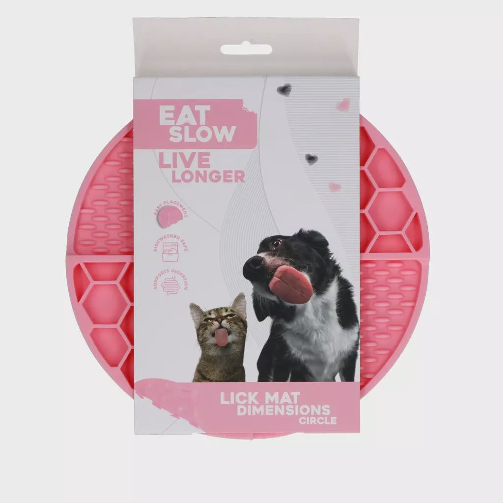 Eat slow live longer lick mat dimensions circle roze
