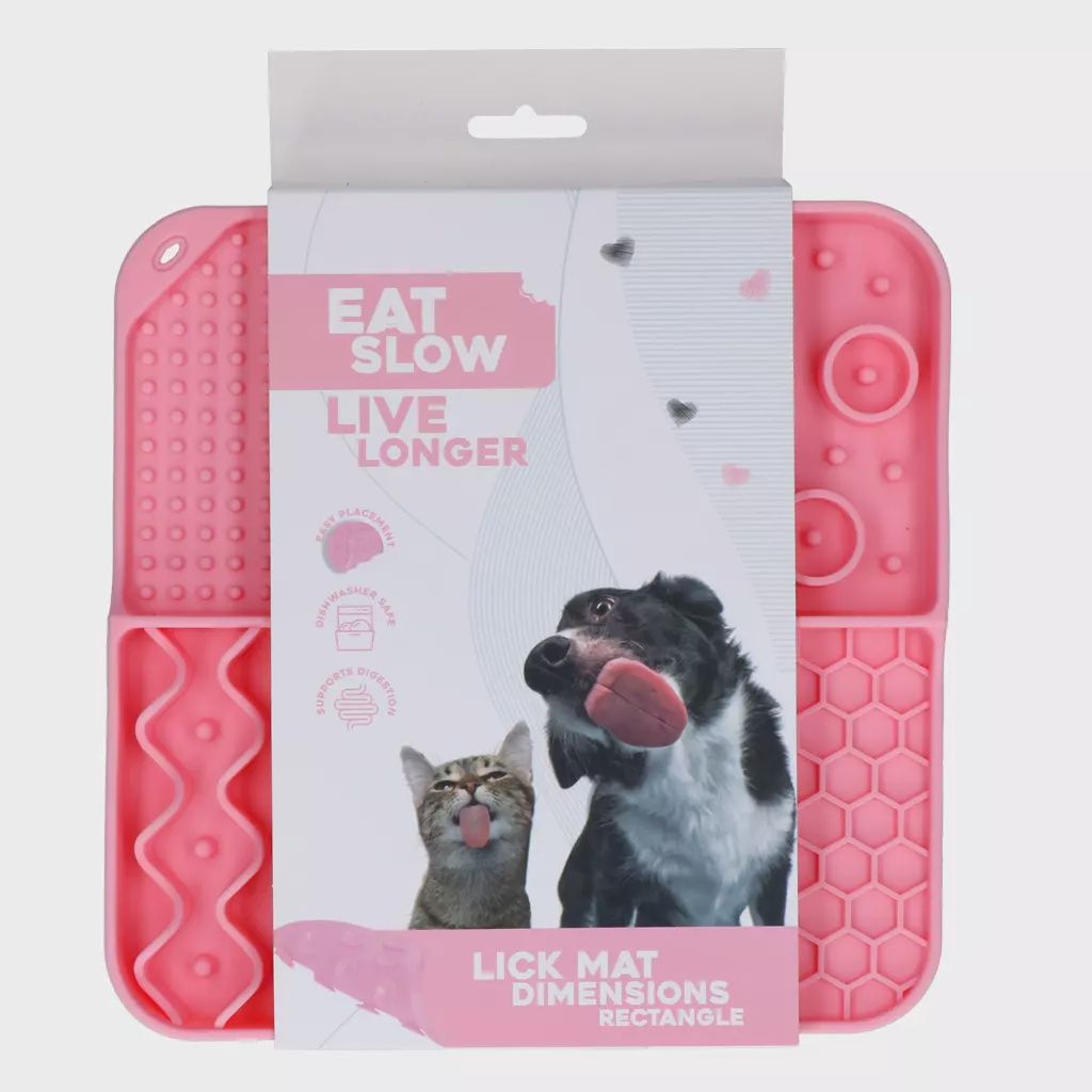 Eat slow live longer lick mat dimensions retangle roze