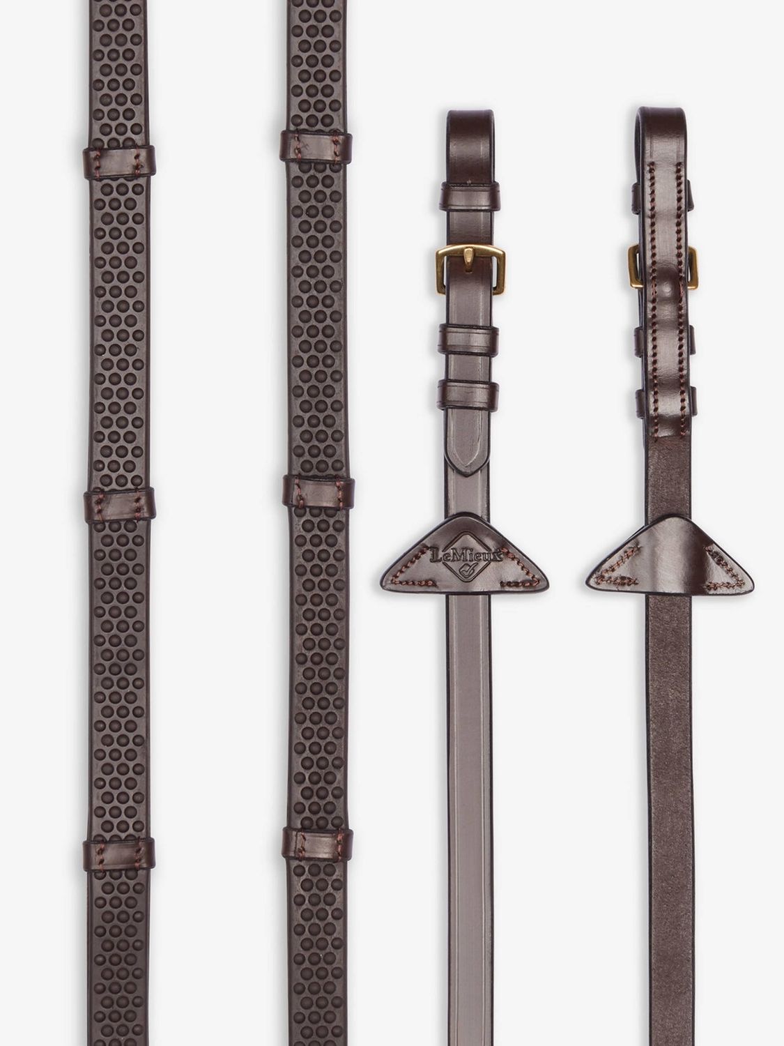 Lemieux rubberen teugels met stoppers bruin