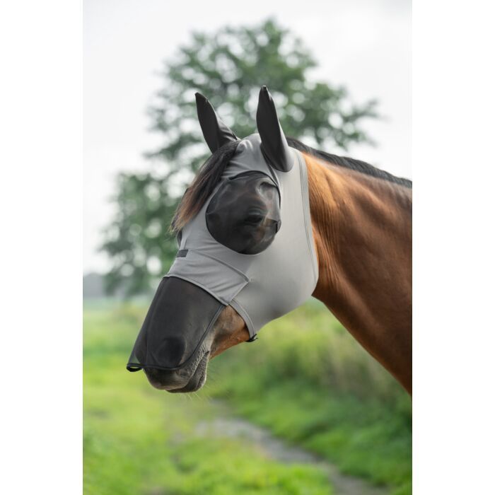 HKM vliegenmasker elastic met neus grijs