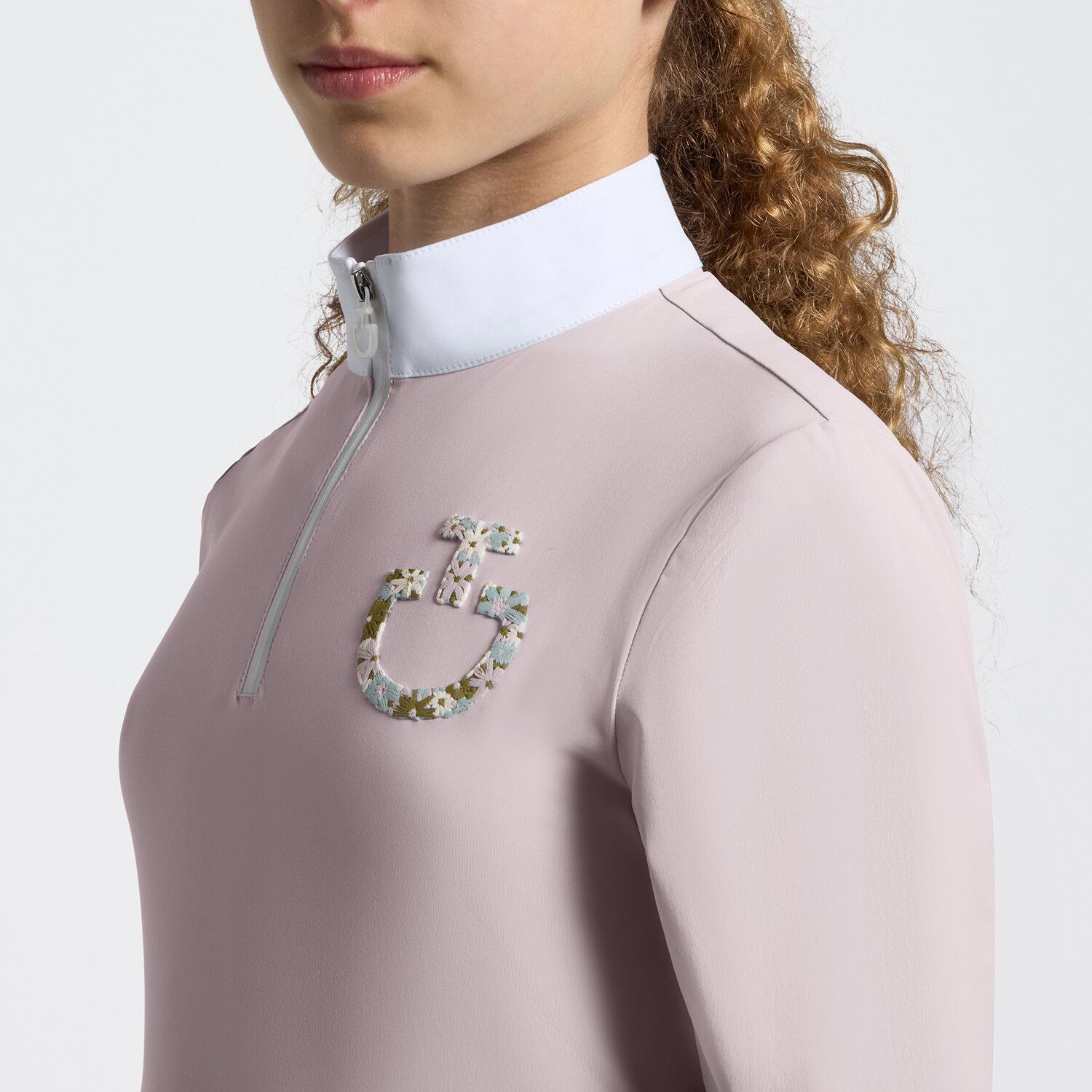 Cavalleria Toscana wedstrijdshirt met borduring lange mouw violet ice