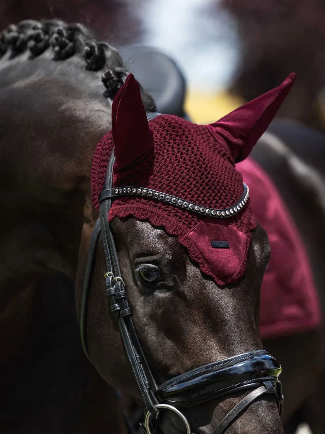 Equestrian Stockholm Ear Bonnet Velvet Merlot
