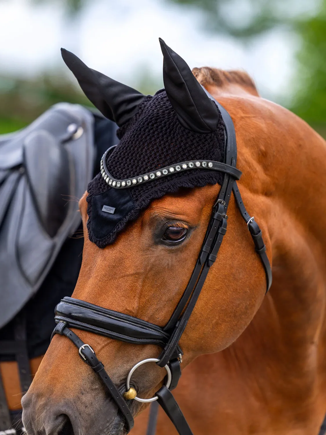 Equestrian Stockholm ear bonnet velvet black