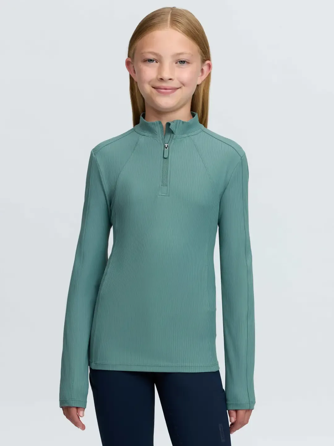 Lemieux young rider Raye ribbed base layer, Kleur: Aloe, Size: 11-12