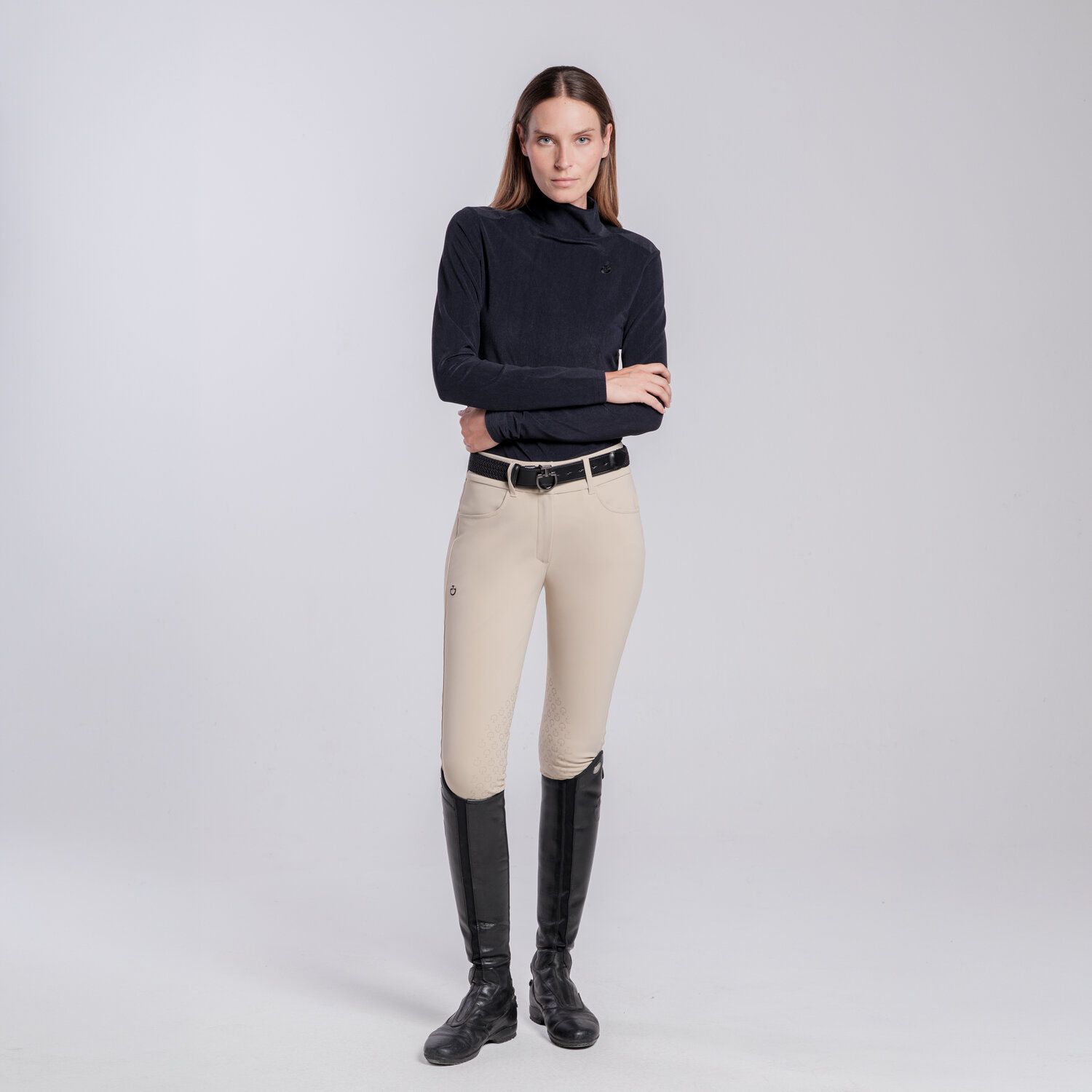 Cavalleria Toscana fleece rib training polo long sleeve