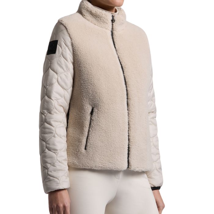Cavalleria Toscana teddy bear fleece + nylon zip up jacket beige