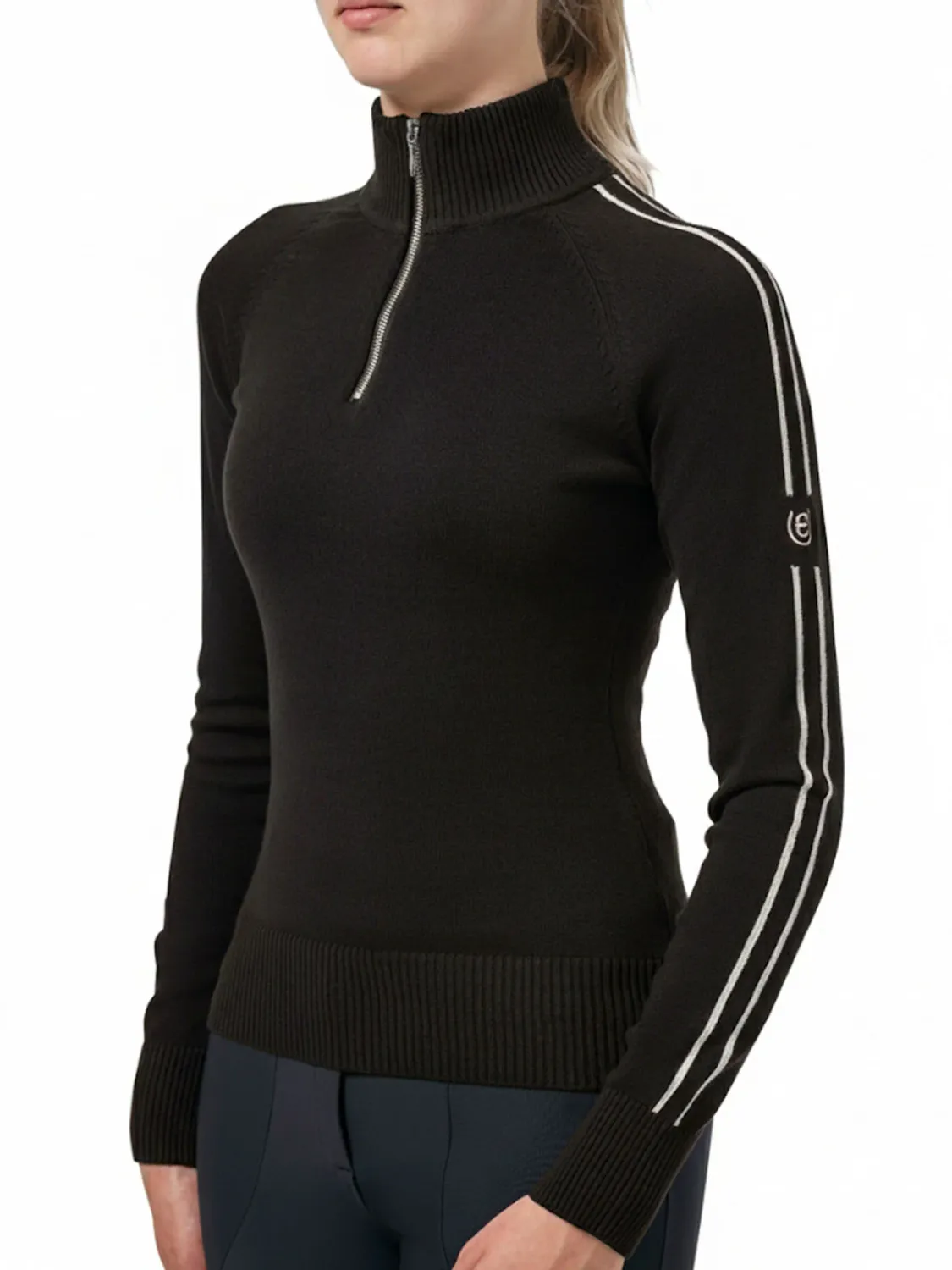 Equestrian Stockholm knitted zip top black