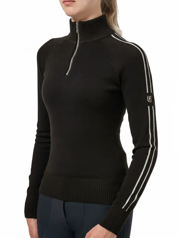 Equestrian Stockholm knitted zip top black