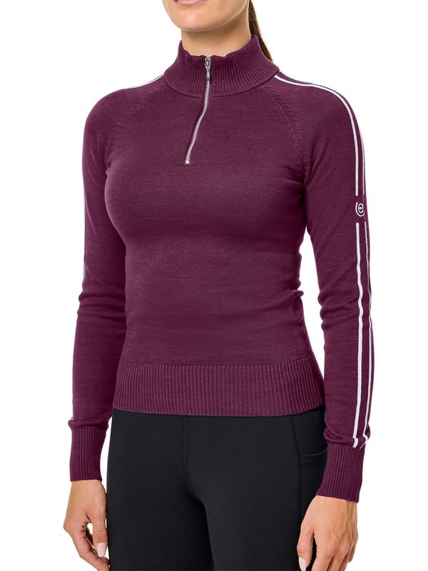 Equestrian Stockholm knitted zip top mauve wine
