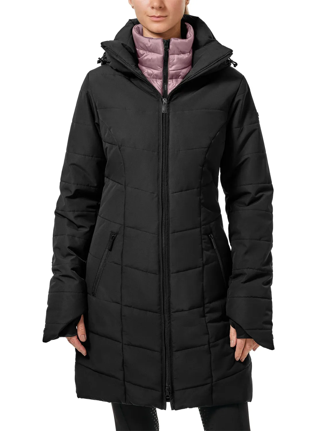 Equestrian Stockholm Denali winter jacket Black blush long