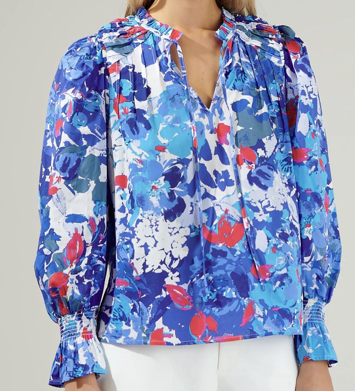 Canvas Floral Russo Pleated L/S Blouse