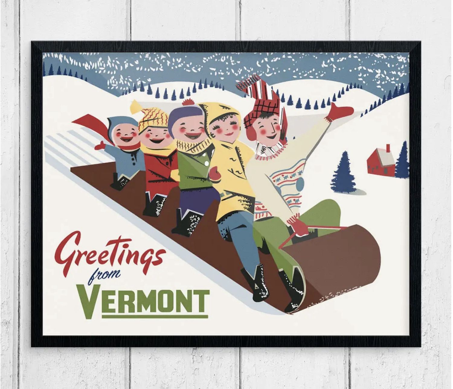 11X14 Toboggan Greetings From VT