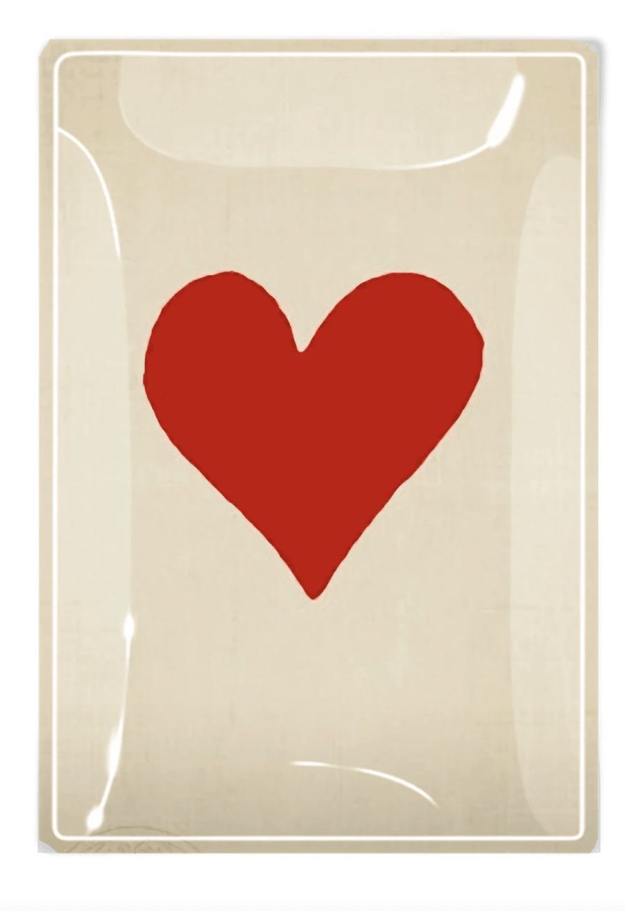 Red Long Heart Decoupage Glass Tray  4x6