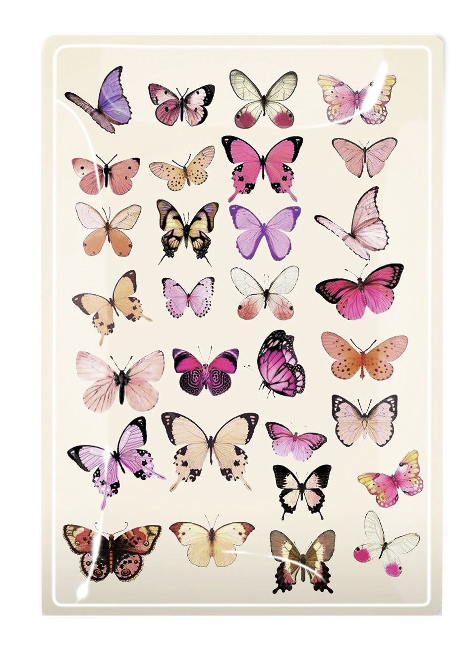 Pink Butterflies Decoupage Glass Tray