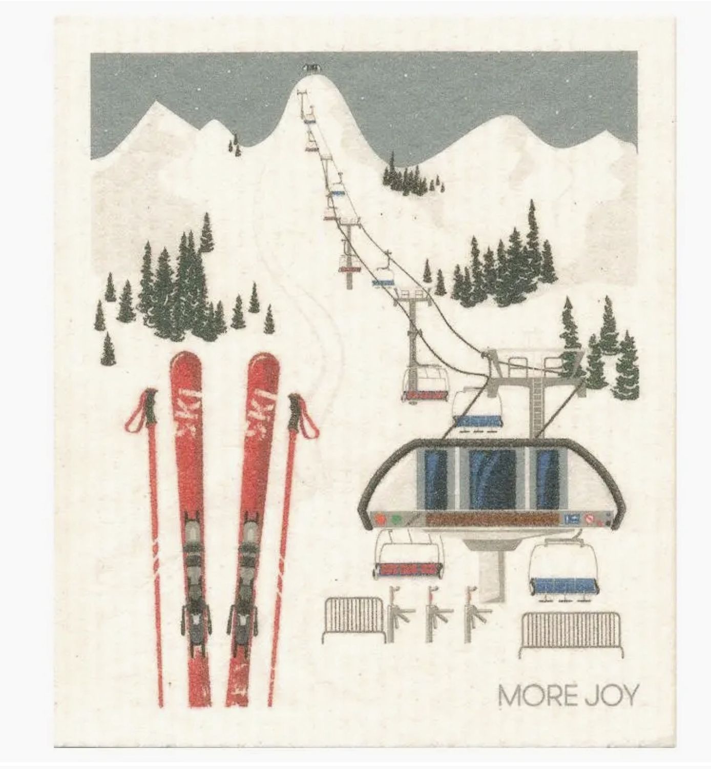 Ski Slopes Winter Swedish Dishcloth