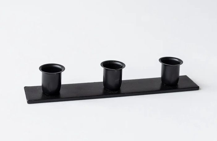 3 Candle Taper Holder - Black