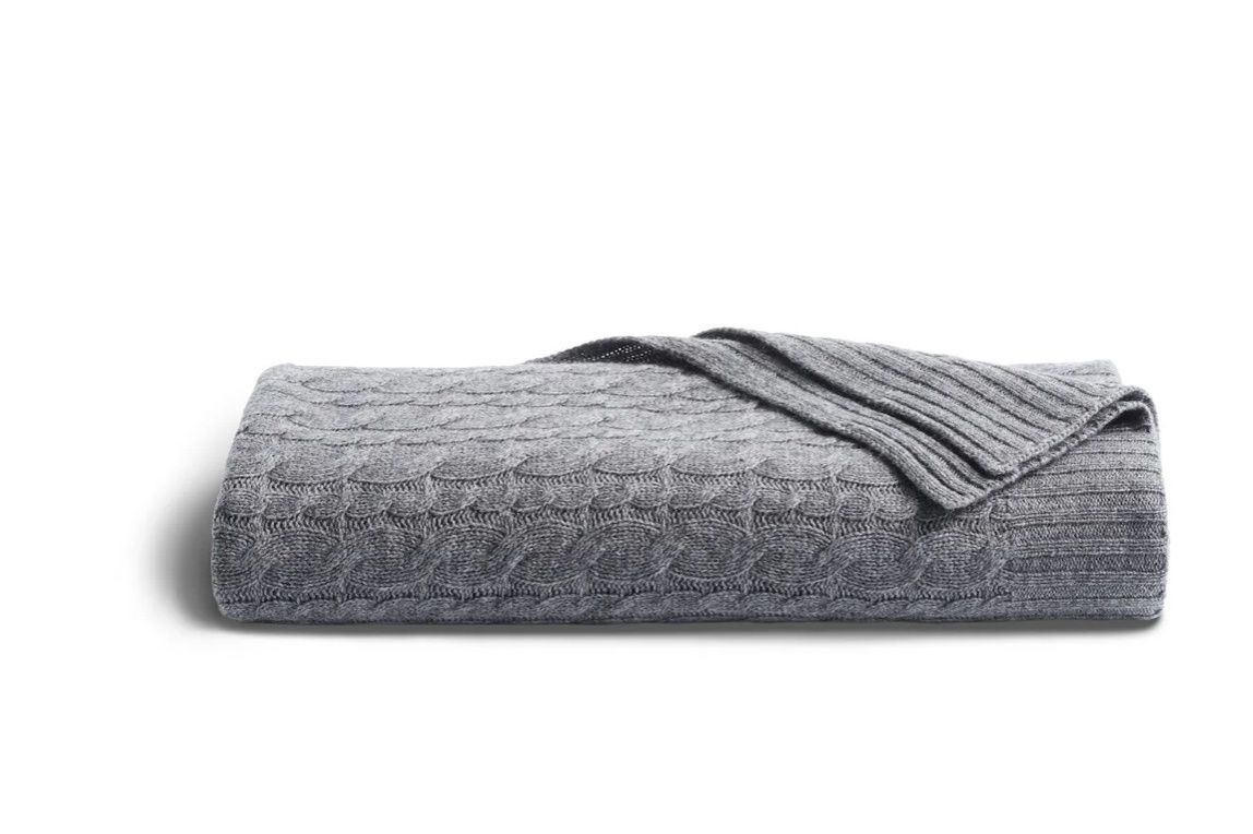 Cashmere Cable Throw - Grey