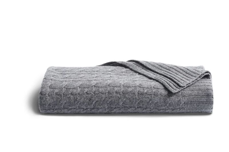 Cashmere Cable Throw - Grey