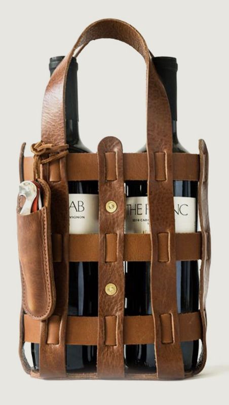 Leather Wine Tote