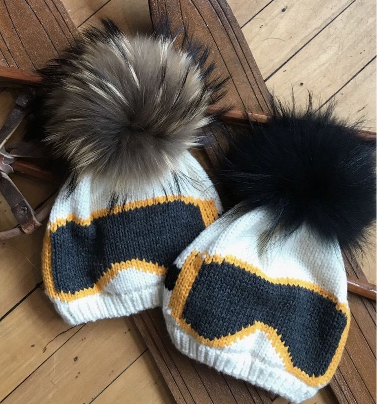 Goggle Pom Beanie Hat - Natural