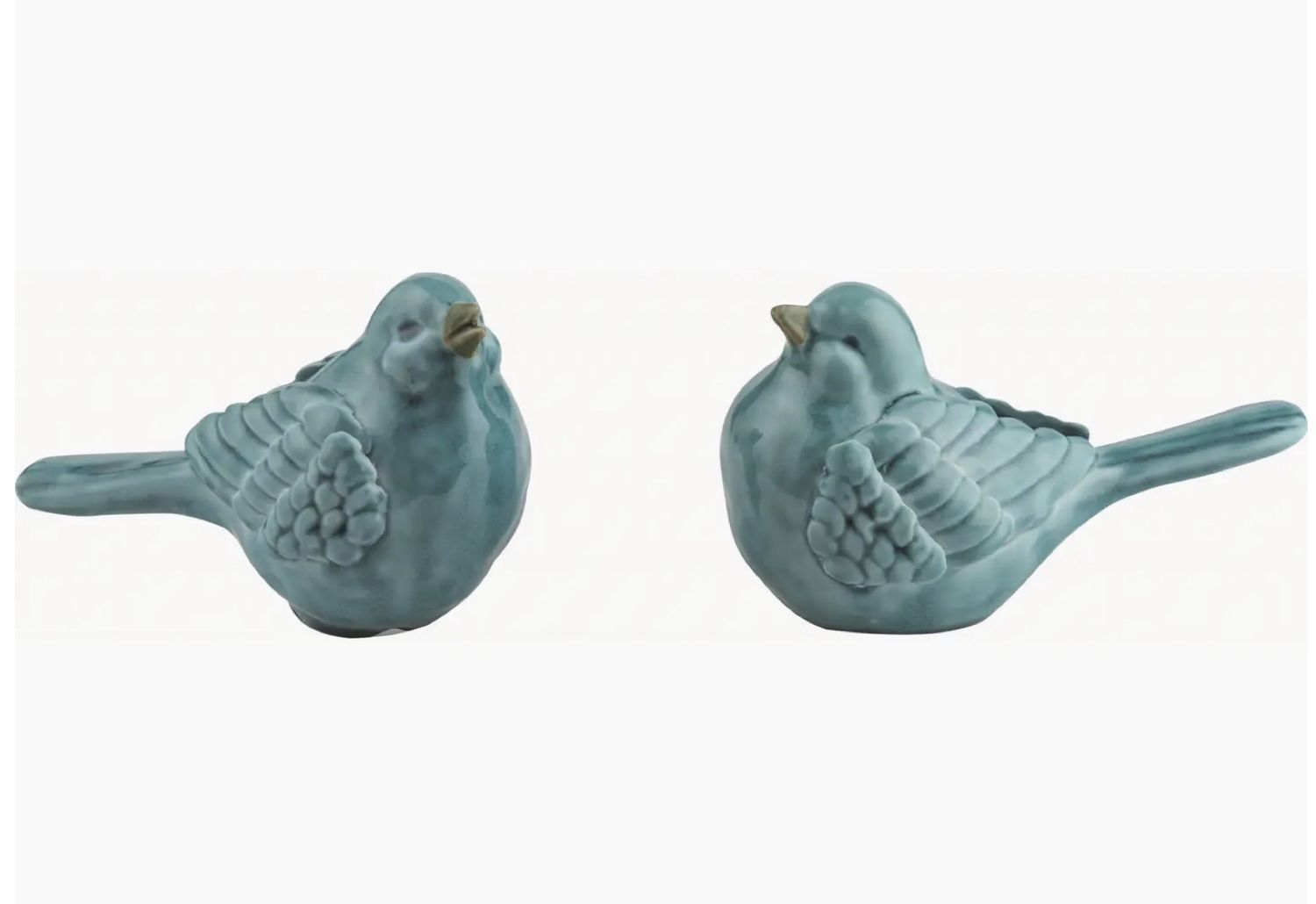 Ceramic Blue Green Bird Fig S/2