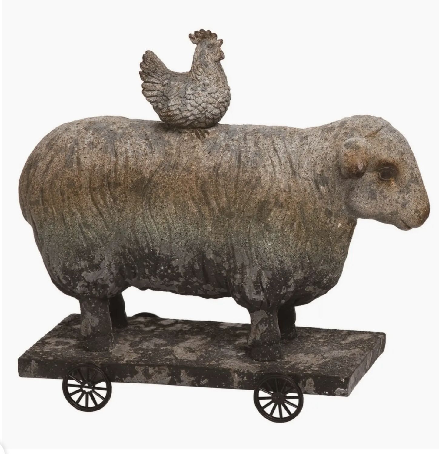 Resin Sheep on Wheels
