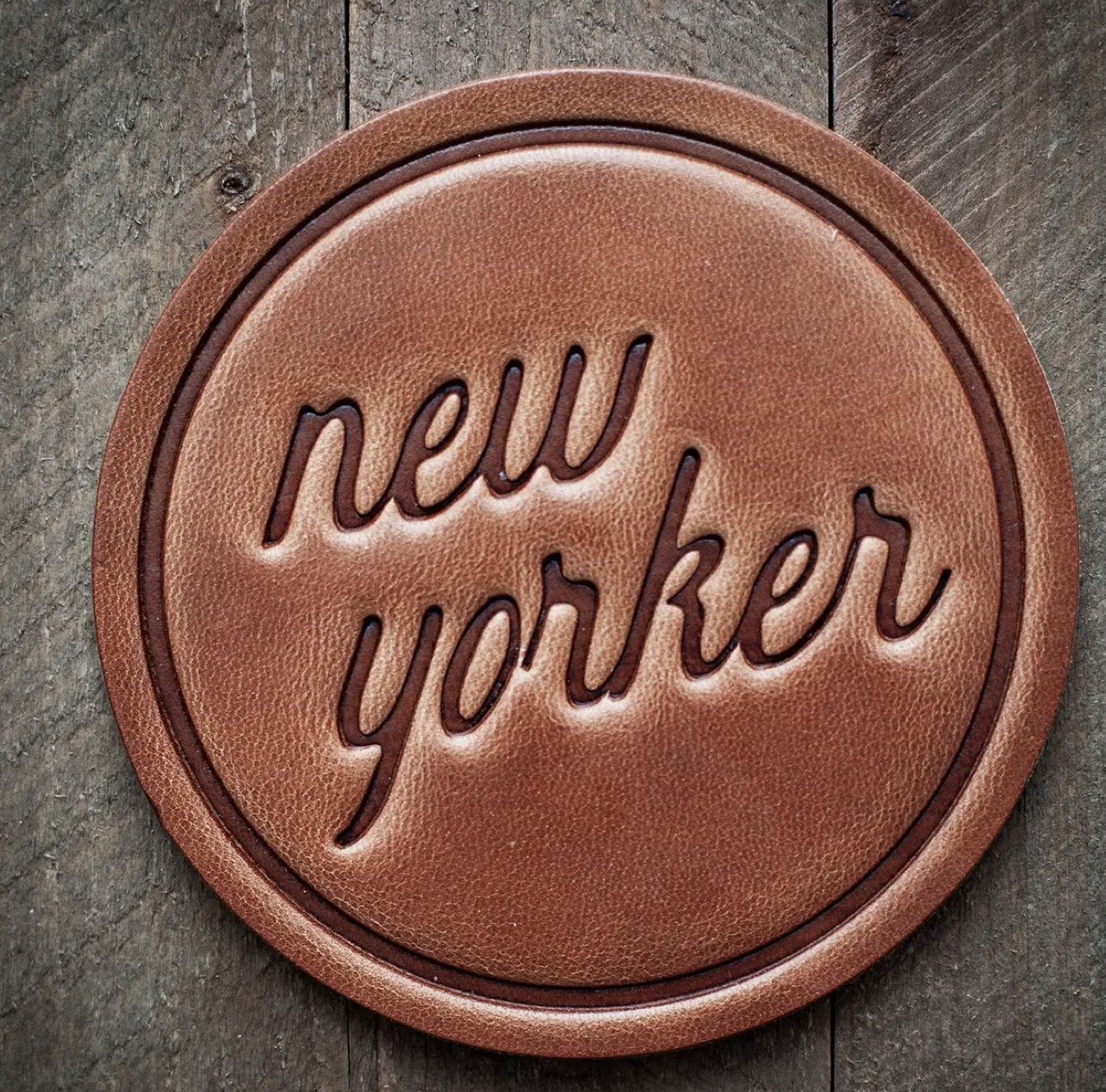 New Yorker Leather Coaster