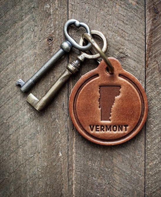 Vermont Circle Leather Keychain